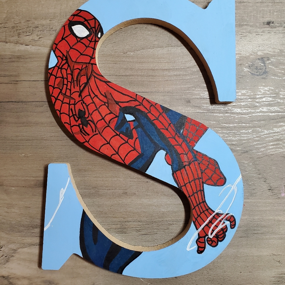 Hand painted Marvel Spiderman Alphabet Letter